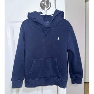 Youth RALPH LAUREN POLO Pullover Hoodie Long Sleeve SZ 5 Navy BLUE Sweater